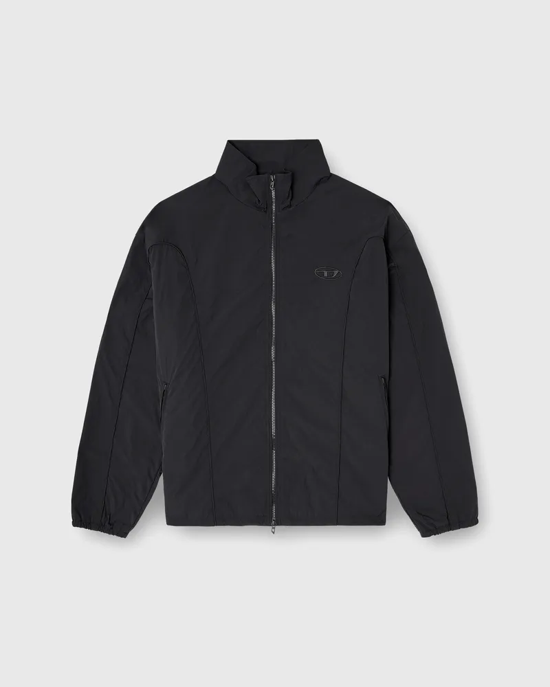 Diesel Jacke aus geknittertem Nylon mit Paspeln - Jacken - Herren - Schwarz Schwarz