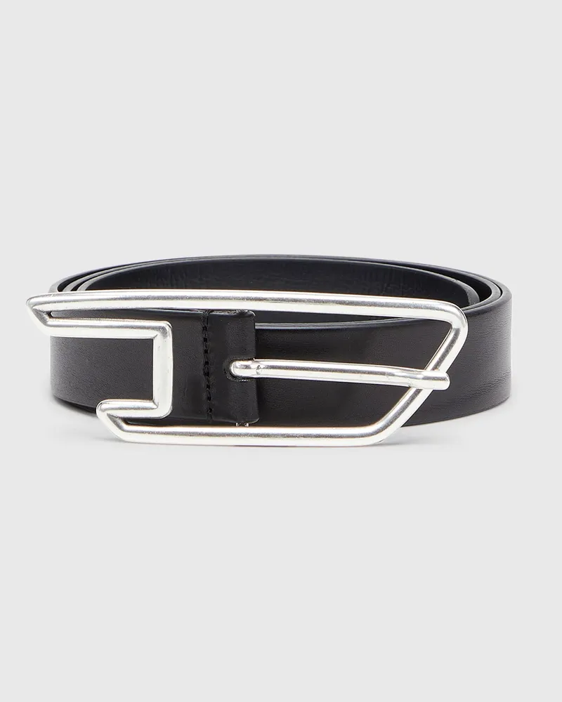 Diesel 3 cm breiter Ledergürtel mit D-Logo-Schnalle - Gürtel - Unisex - Schwarz Schwarz