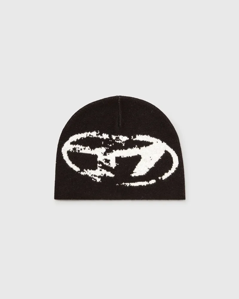Diesel Mütze aus Wollmischung mit Oval D Logo - Mützen - Unisex - Schwarz Schwarz