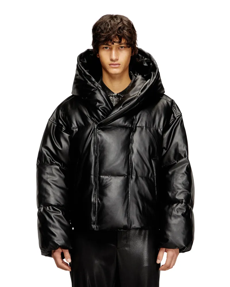 Diesel Hooded Steppjacke aus beschichtetem Gewebe - Winterjacken - Herren - Schwarz Schwarz