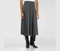 Midirock aus Rippjersey und Chiffon - Röcke - Damen - Grau