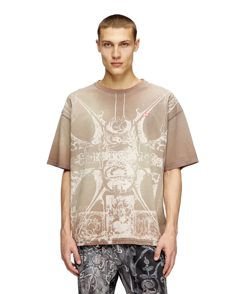 Diesel T-Shirt mit tonalem mittelalterlichem Print - T-Shirts - Herren - Braun Braun