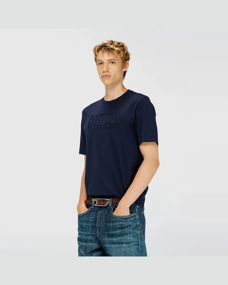 Diesel T-Shirt aus Baumwolle mit tonalem Diesel-Logoprint - T-Shirts - Herren - Blau Blau