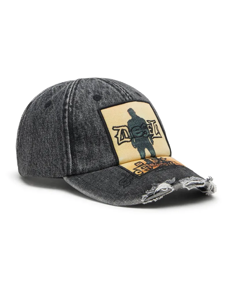 Diesel Jeans-Baseballkappe mit Aufnäher und ausgefransten Details - Hüte - Herren - Grau Grau
