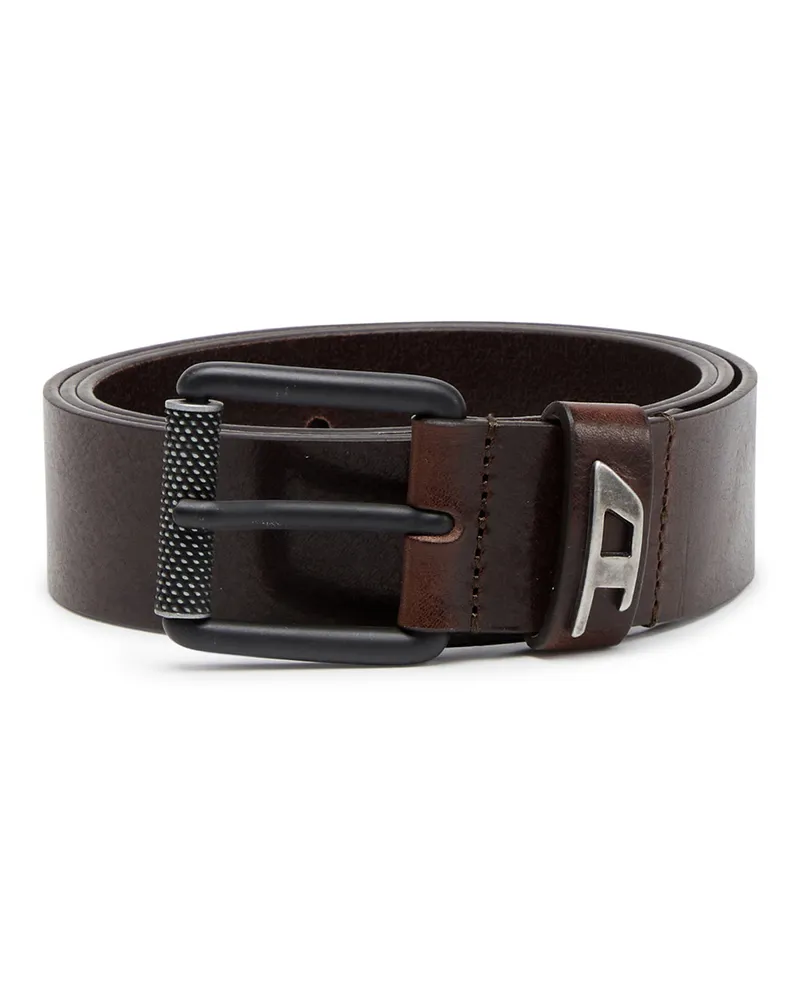Diesel 3.5cm Gürtel aus glänzendem Leder mit Logo-Schlaufe - Gürtel - Herren - Braun Braun