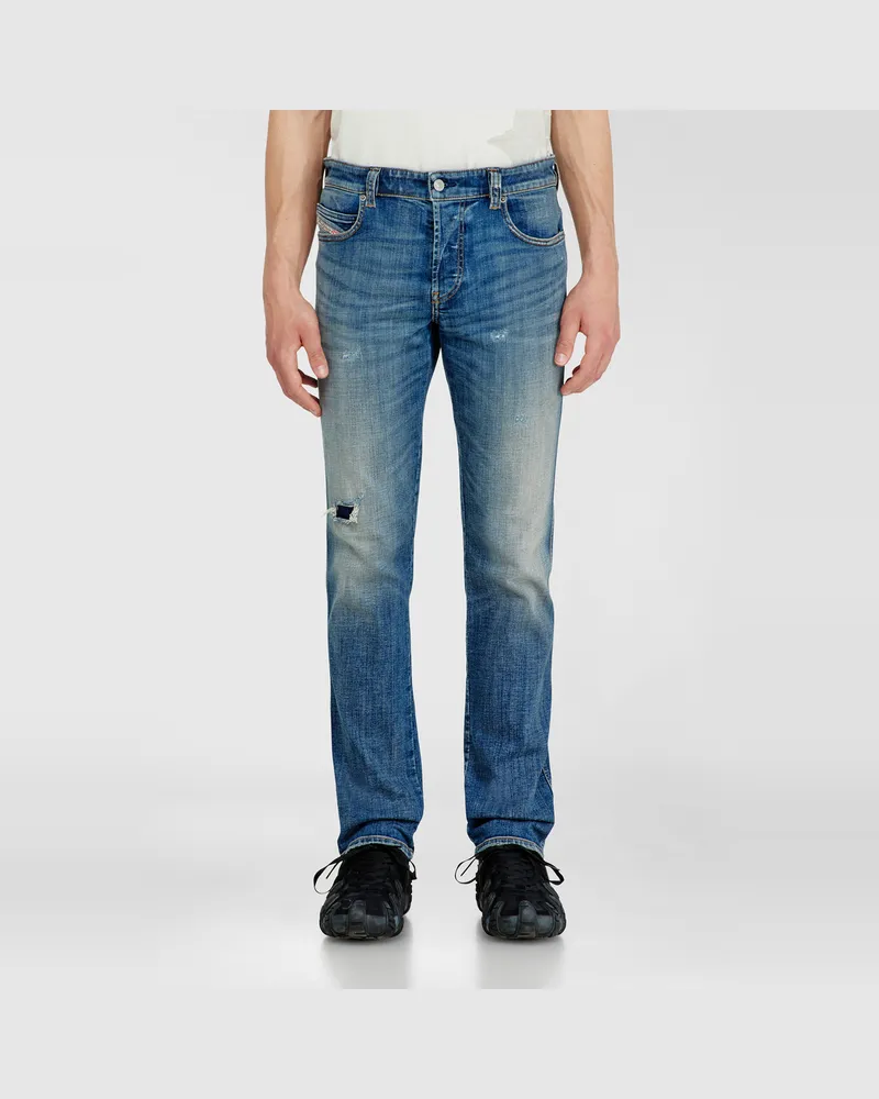 Diesel Slim Jeans Regular Waist 1993 D-Vyl, Mittelblau, Knopfverschluss Blau
