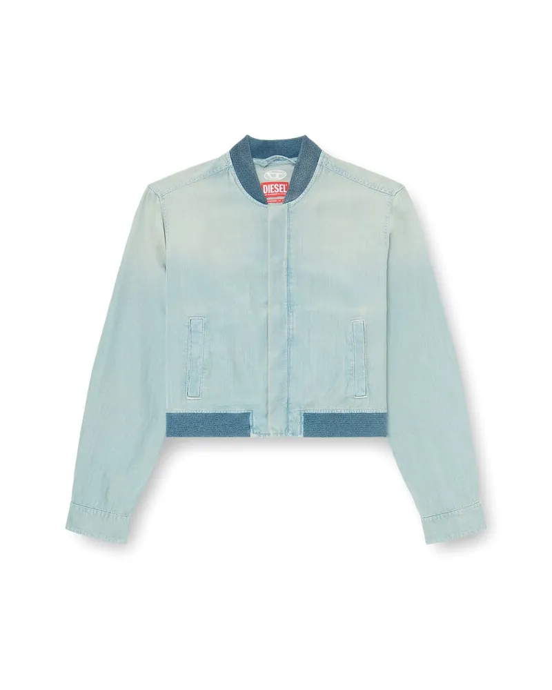 Diesel Bomber-Hemd aus fließendem Denim mit Schmutzeffekt - Denim jacken - Damen - Blau Blau