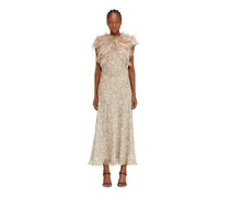 Seidenkleid mit Blumenmuster - Kleider - Damen - Beige