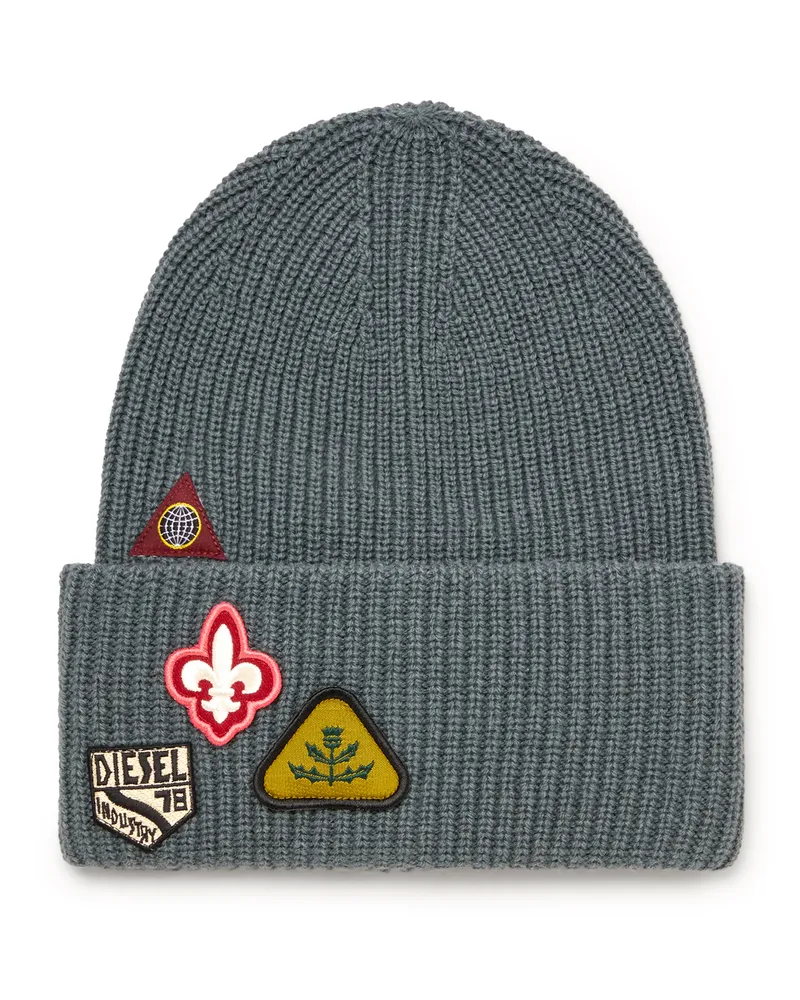 Diesel Wollmütze mit Logo-Patches - Mützen - Unisex - Grau Grau