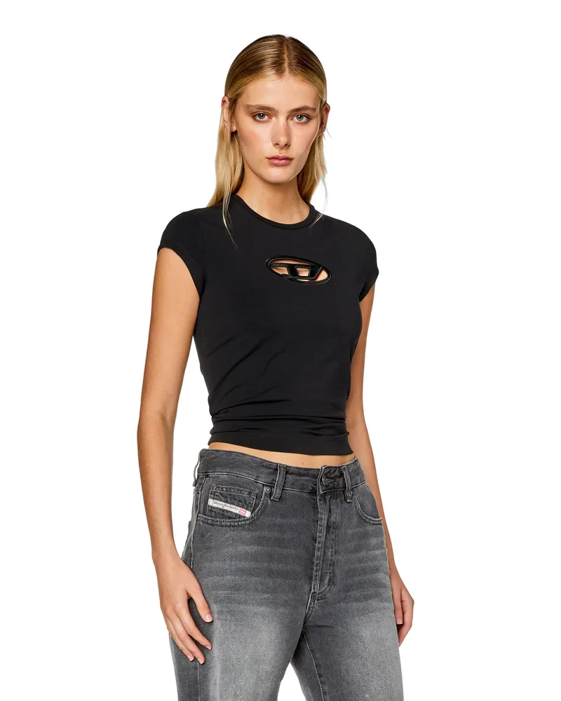 Diesel T-Shirt mit Cutout-Logo - T-Shirts - Damen - Schwarz Schwarz