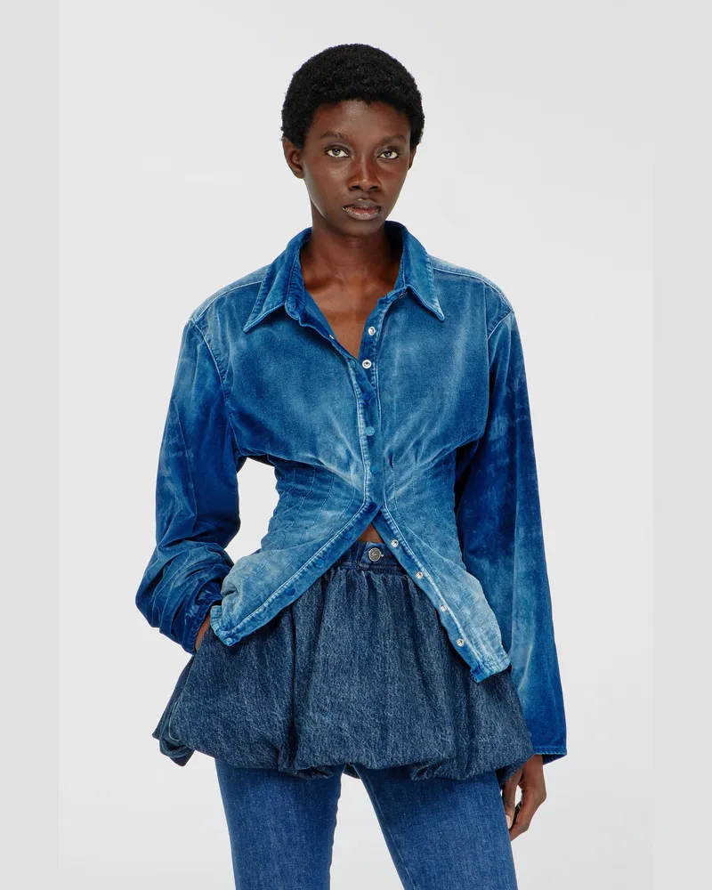Diesel Hemd aus Samt-Denim - Denimhemden - Damen - Blau Blau