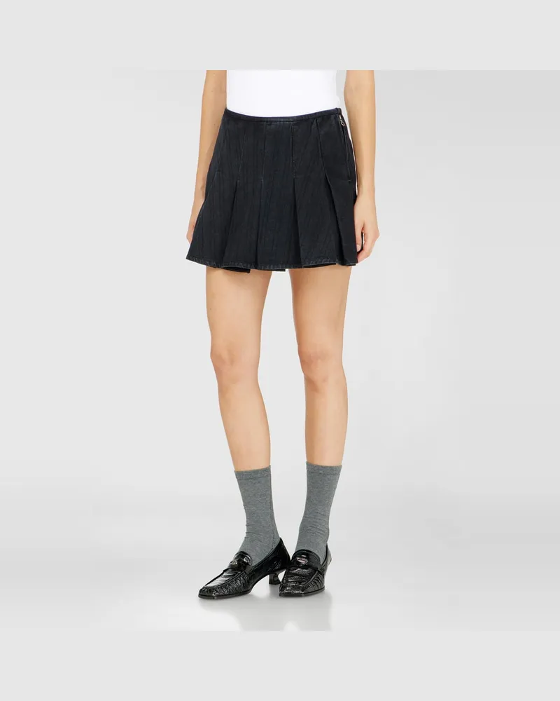 Diesel Faltenrock-Shorts aus Nadelstreifen-Denim - Kurze Hosen - Damen - Schwarz Schwarz