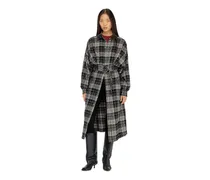 Midikleid aus kariertem Flanell mit breitem Gürtel - Kleider - Damen - Bunt