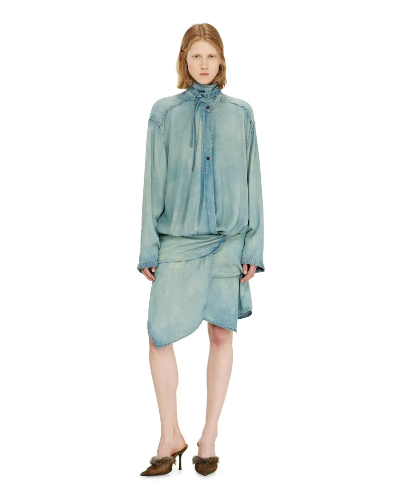 Diesel Oversized draped denim Hemdkleid - Kleider - Damen - Blau Blau