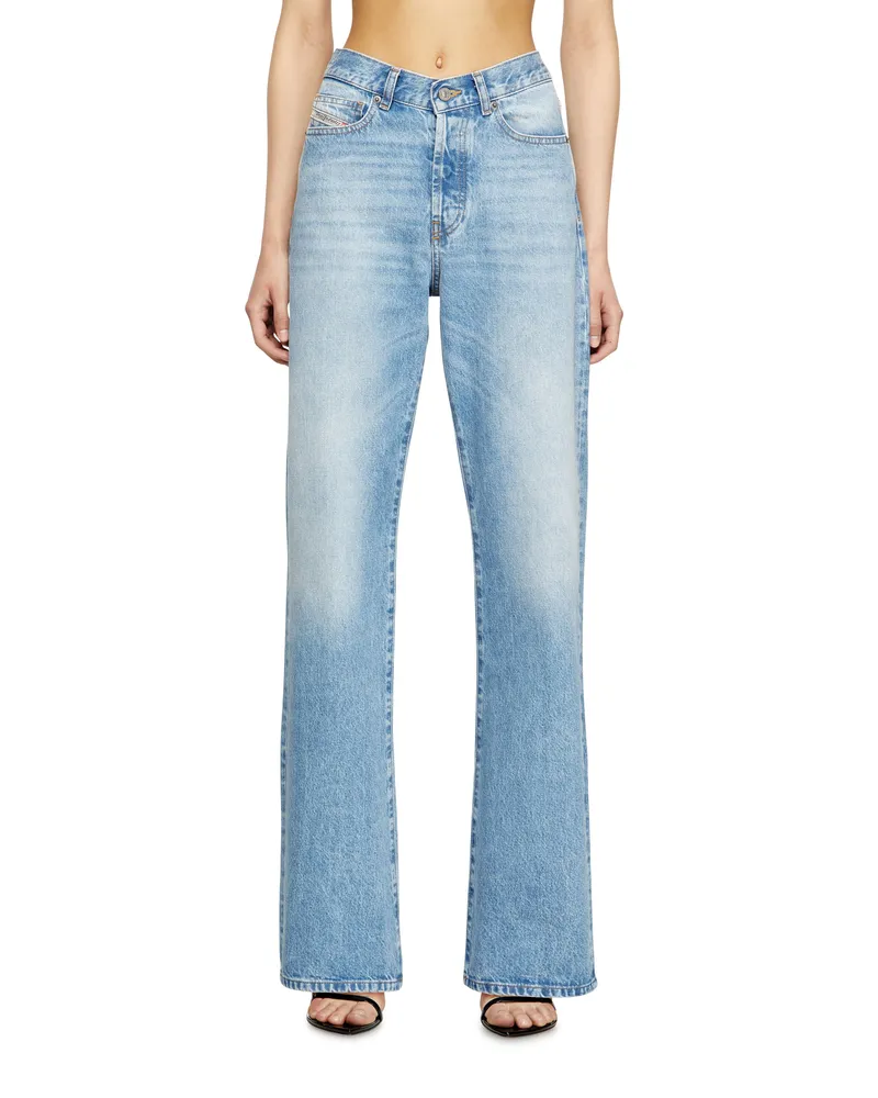Diesel Regular Jeans High Waist 1971 D-Sent, Hellblau, Knopfverschluss Blau