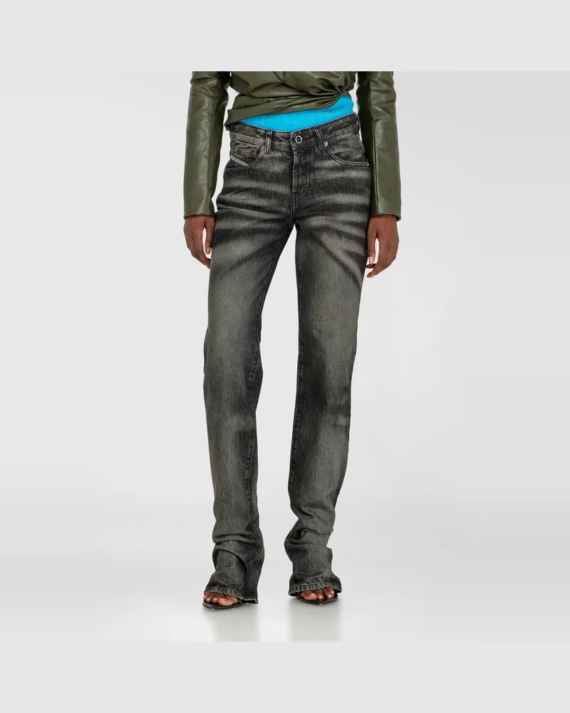 Diesel Regular Jeans Regular Waist D-Heel, Schwarz/Dunkelgrau, Knopfverschluss Schwarz