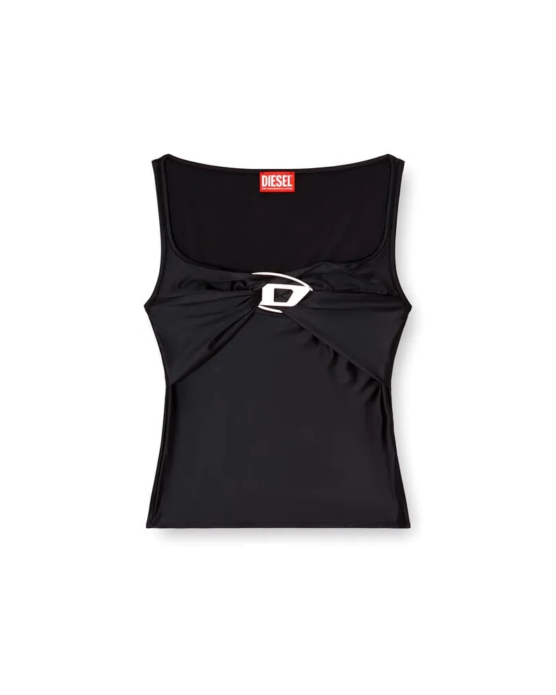 Diesel Jersey-Top aus Nylon mit Rüschen - T-Shirts - Damen - Schwarz Schwarz