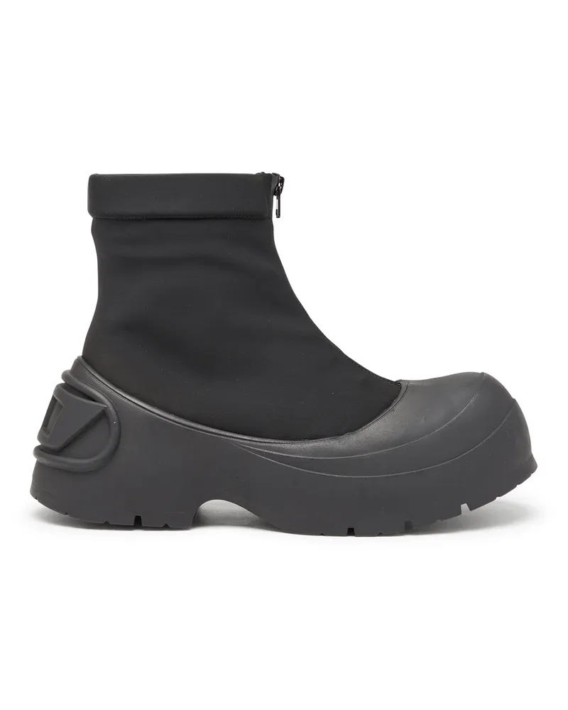 Diesel D-Donald-Stiefeletten mit Besatz aus Gummi - Stiefel - Herren - Schwarz Schwarz