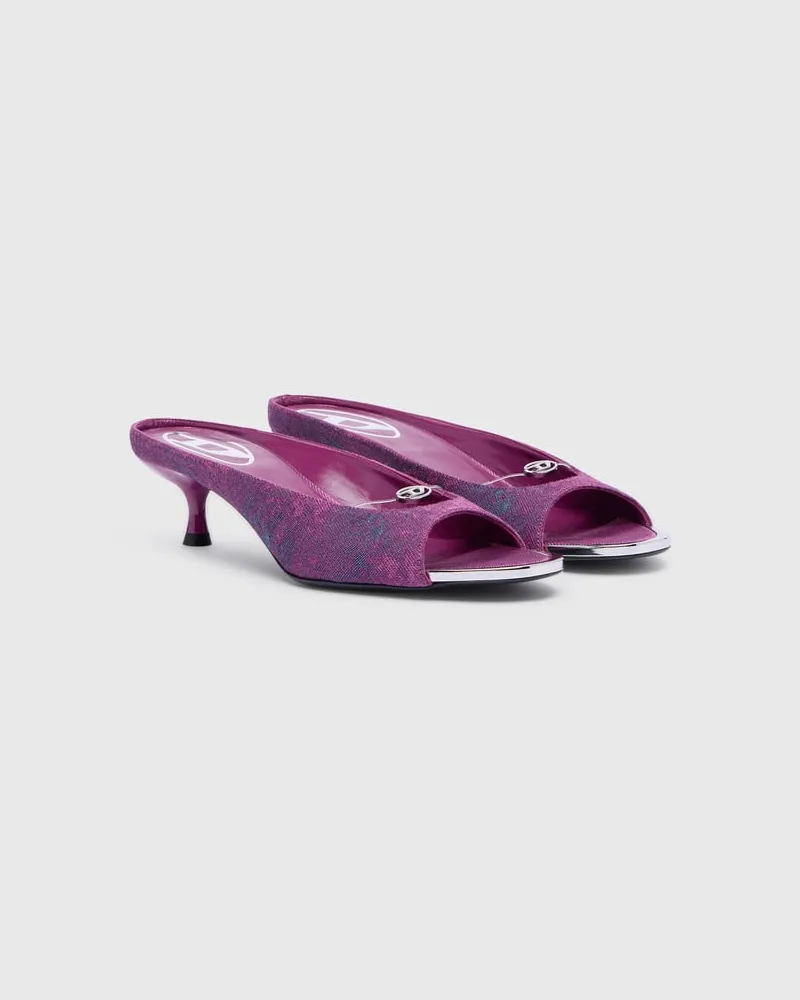 Diesel D-Diam's-Denim-Pantolette mit schwebendem Oval D - Mokassins und Mules - Damen - Violett Violett