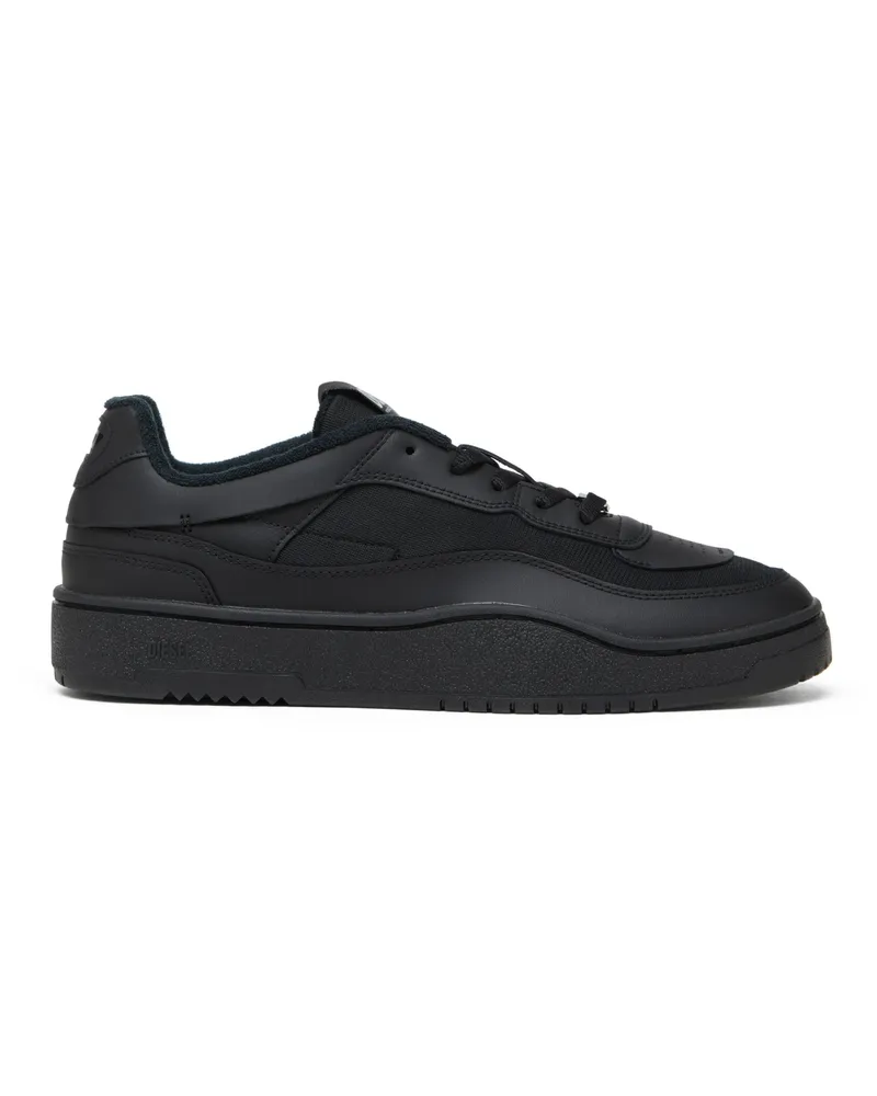 Diesel S-Oval Skate-Sneakers aus Leder mit Einsatz aus Stoff - Sneakers - Herren - Schwarz Schwarz
