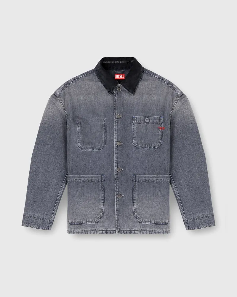 Diesel Utility-Denimjacke mit kontrastierendem Kragen - Denim jacken - Unisex - Grau Grau