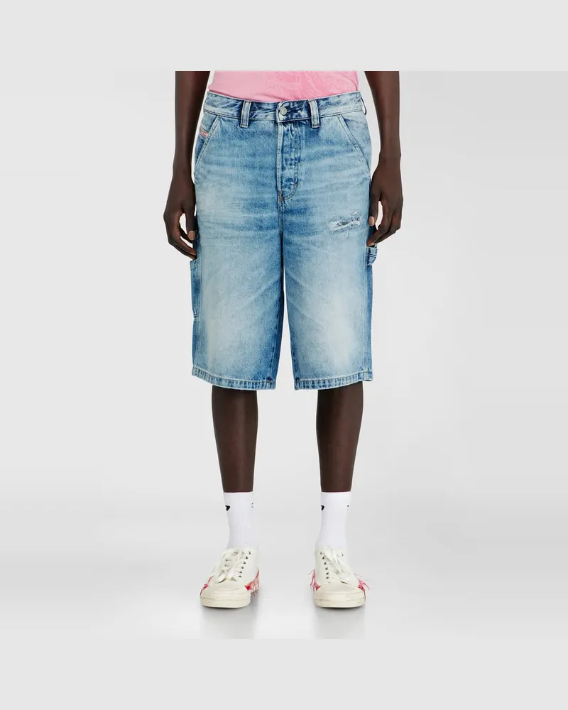 Diesel Relaxed Shorts aus fließendem Denim mit Abrieb-Effekten - Denim Kurze Hose - Herren - Blau Blau