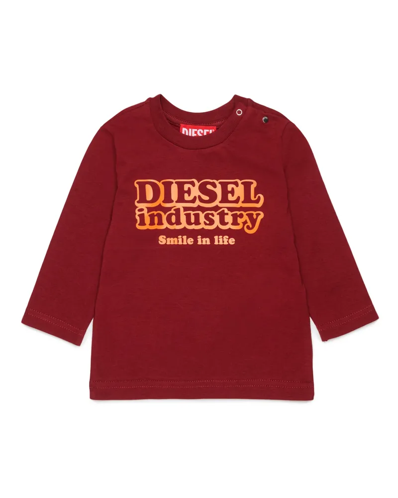 Diesel Langarm-T-Shirt mit Diesel Industry Print - T-Shirts und Tops - Herren - Rot Rot