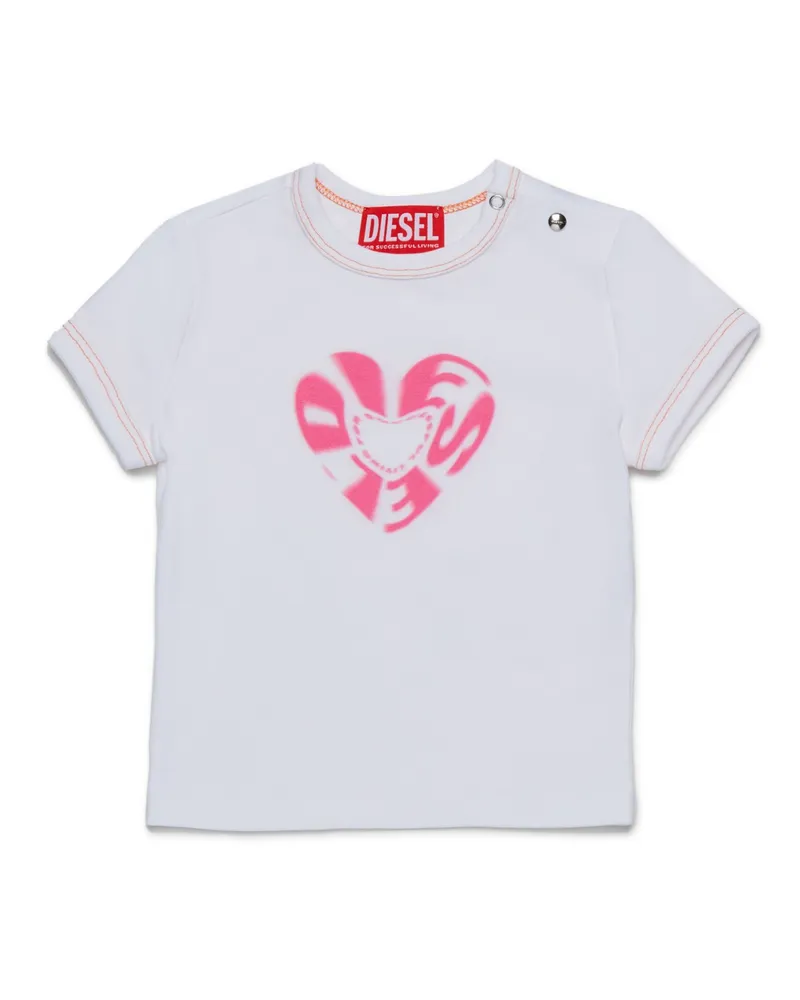 Diesel Baumwoll-T-Shirt mit Herzaufdruck - T-Shirts und Tops - Damen - Weiss Weiss