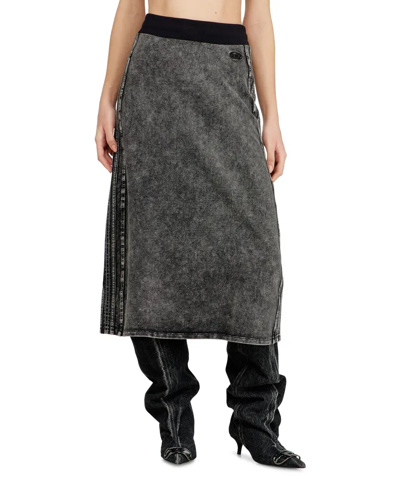 Diesel Fleece-Baumwollrock mit Seitenstreifen - Röcke - Damen - Grau Grau