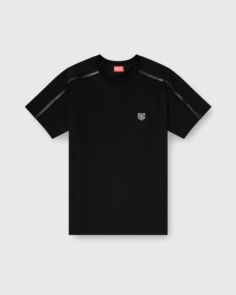 Diesel T-shirt mit Kontrastabschlüssen und Logo patch - T-Shirts - Herren - Schwarz Schwarz