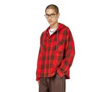 Kapuzenshirt aus distressed kariertem Flanell - Hemden - Herren - Bunt