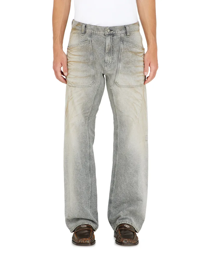 Diesel Relaxed Jeans Regular Waist D-Zeta, Grau, Reißverschluss Grau