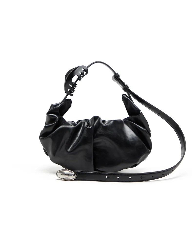 Diesel Grab-D-Small Hobo-Tasche mit gerafftem Design - Schultertaschen - Damen - Schwarz Schwarz