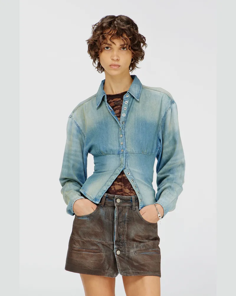 Diesel Denimhemd mit abgesetztem Design - Denimhemden - Damen - Blau Blau