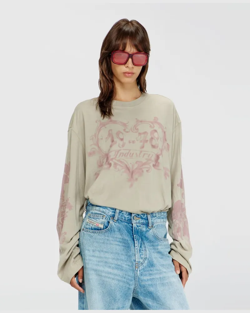 Diesel Langarmshirt aus Baumwolle mit Grafikprint - T-Shirts - Damen - Bunt Bunt
