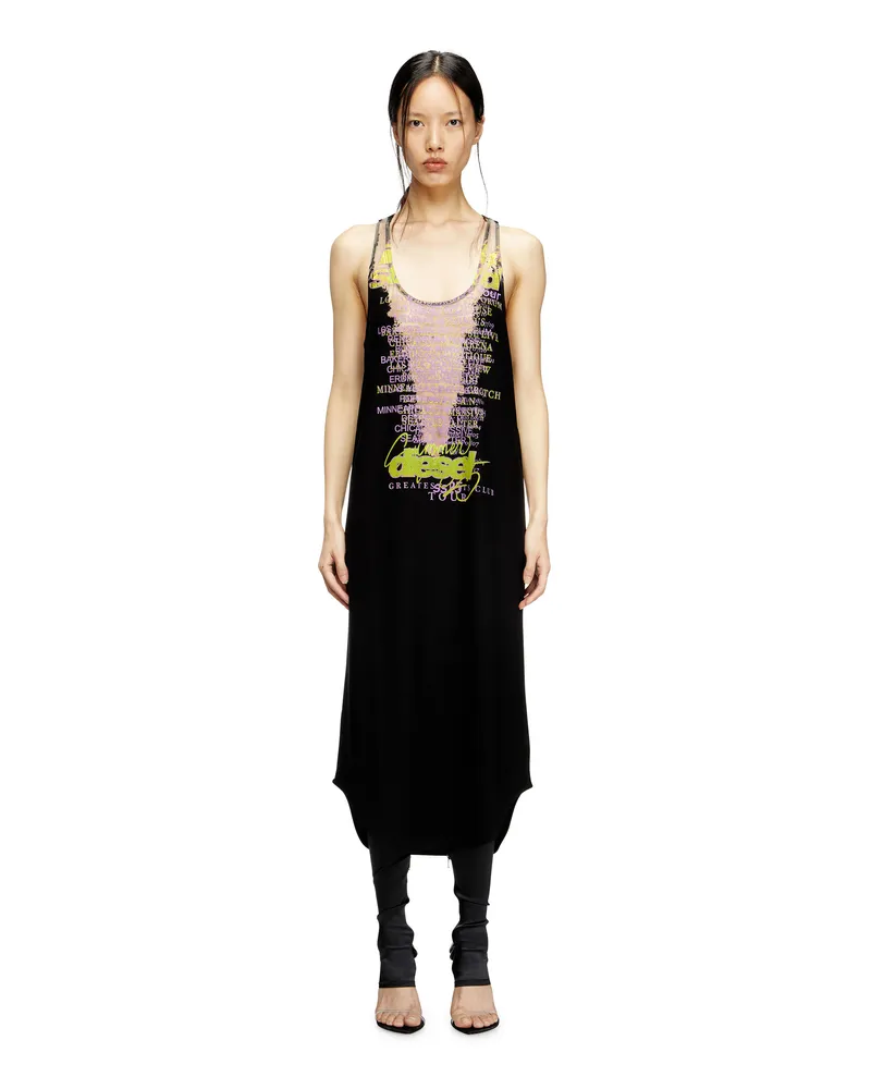 Diesel Ärmelloses Tank-Kleid mit Text-Print - Kleider - Damen - Schwarz Schwarz