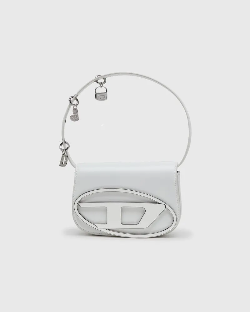 Diesel 1DR - Ikonische Schultertasche aus Leder mit Henkel-Charms - Schultertaschen - Damen - Weiss Weiss