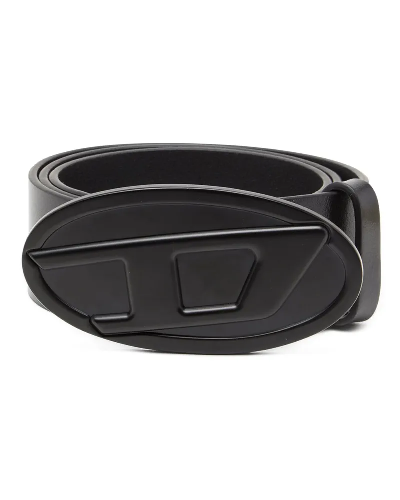 Diesel 4 cm breiter Gürtel aus Leder mit Oval D-Plakette - Gürtel - Damen - Schwarz Schwarz
