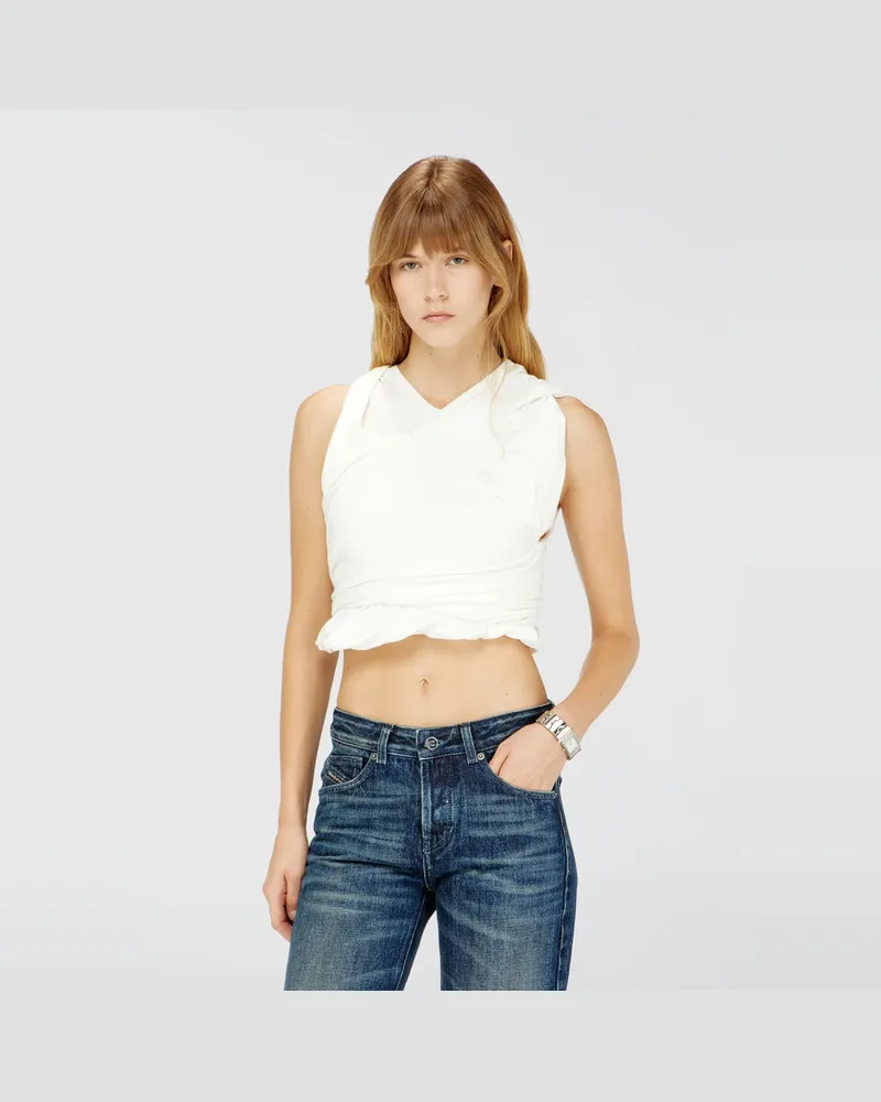 Diesel Tanktop aus doppellagigem Jersey mit Raffung - Oberteile - Damen - Weiss Weiss