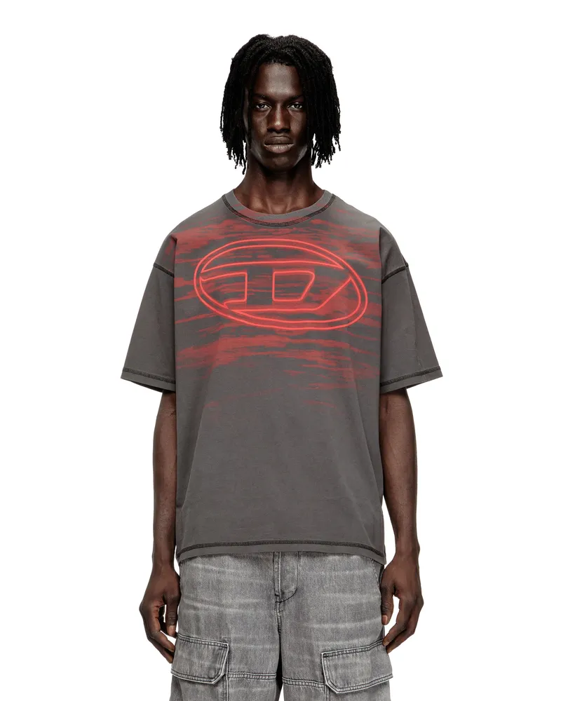 Diesel T-Shirt aus Baumwolle mit Oval D Druck - T-Shirts - Herren - Grau Grau