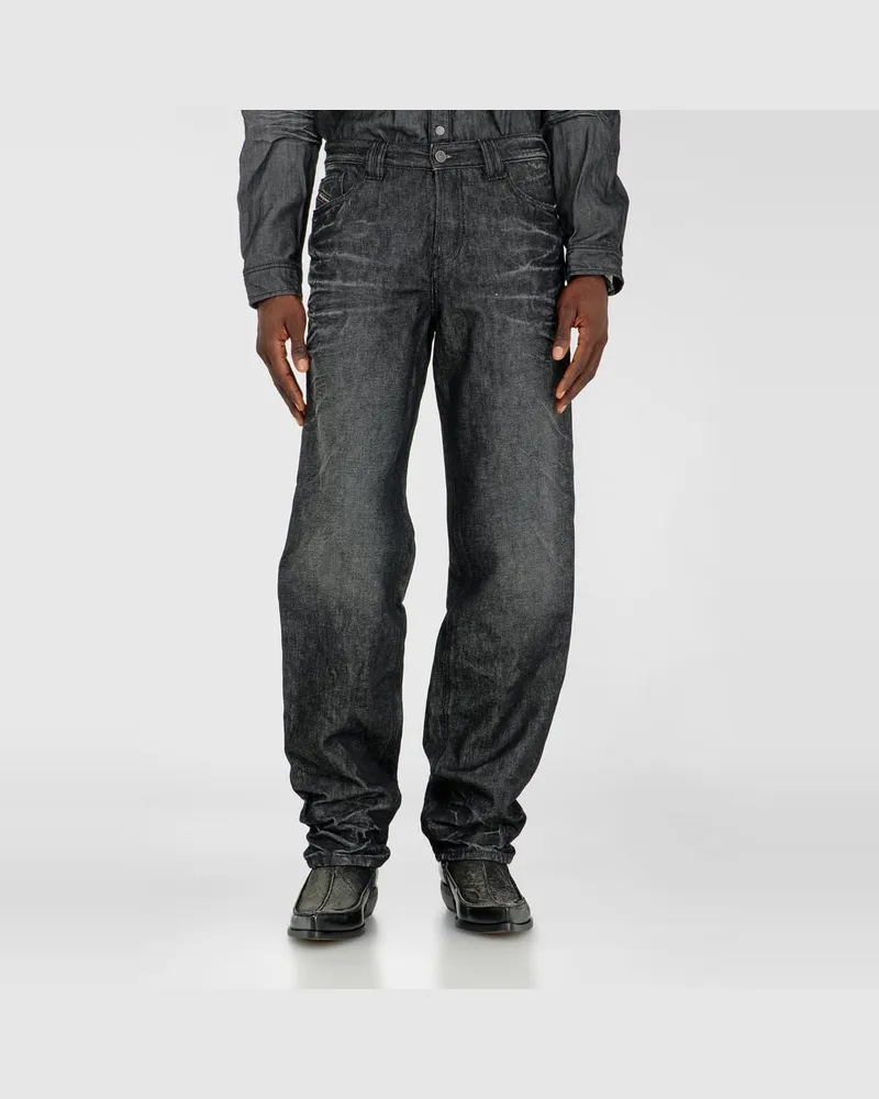 Diesel Regular Jeans High Waist 1991 D-Voeed, Schwarz/Dunkelgrau, Knopfverschluss Schwarz