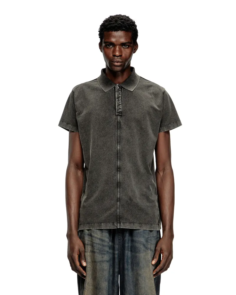 Diesel Poloshirt aus Jersey in Denim-Optik - Polohemden - Herren - Schwarz Schwarz
