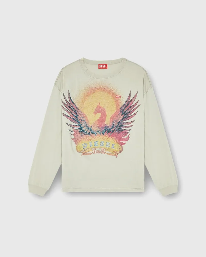 Diesel Langarm-T-Shirt mit Phoenix-Motiv - T-Shirts - Herren - Beige Beige