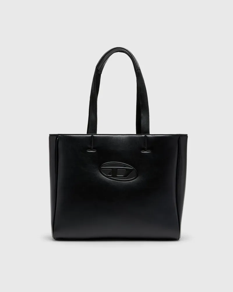 Diesel Holi-D-Quadratischer Shopper aus gebondetem Neopren - Shoppers - Unisex - Schwarz Schwarz