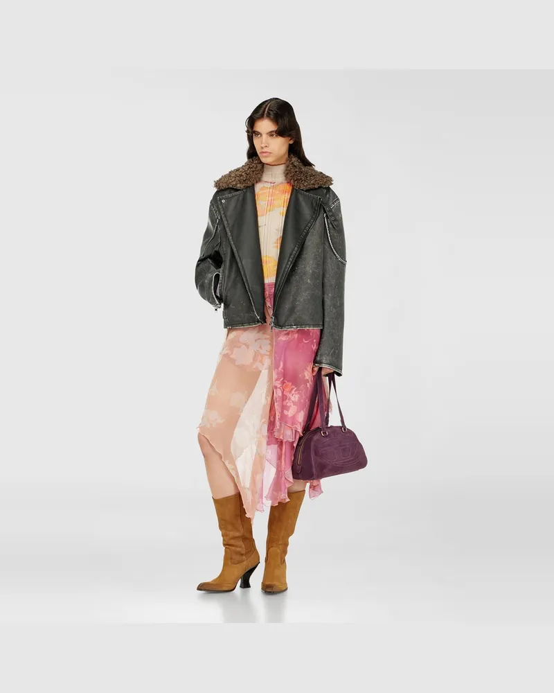 Diesel Gerippter Wollrollkragen mit Blumenmuster - Strickwaren - Damen - Bunt Bunt