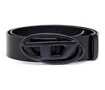 3.9cm Gürtel aus Leder mit Metallic-Oval D-Schnalle - Gürtel - Unisex - Blau