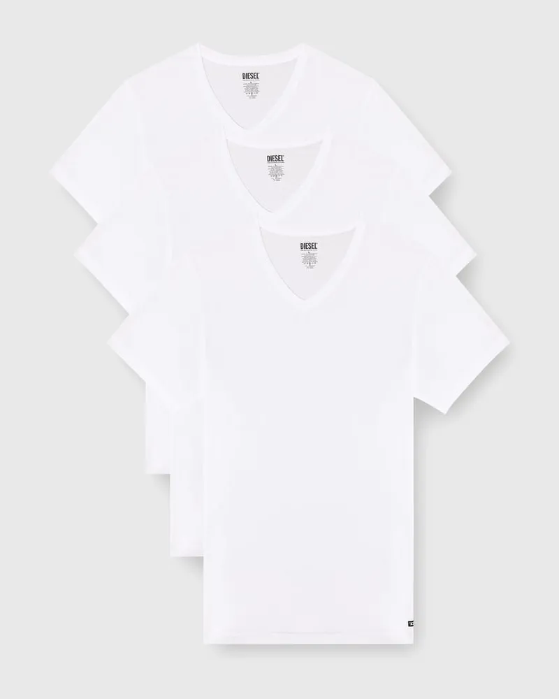 Diesel T-Shirts mit V-Ausschnitt im Dreierpack - Oberteile - Herren - Weiss Weiss