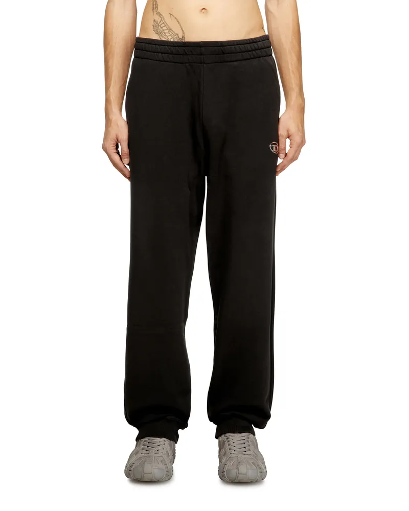 Diesel Baumwollsweatpants mit metallischem Oval D - Hosen - Herren - Schwarz Schwarz