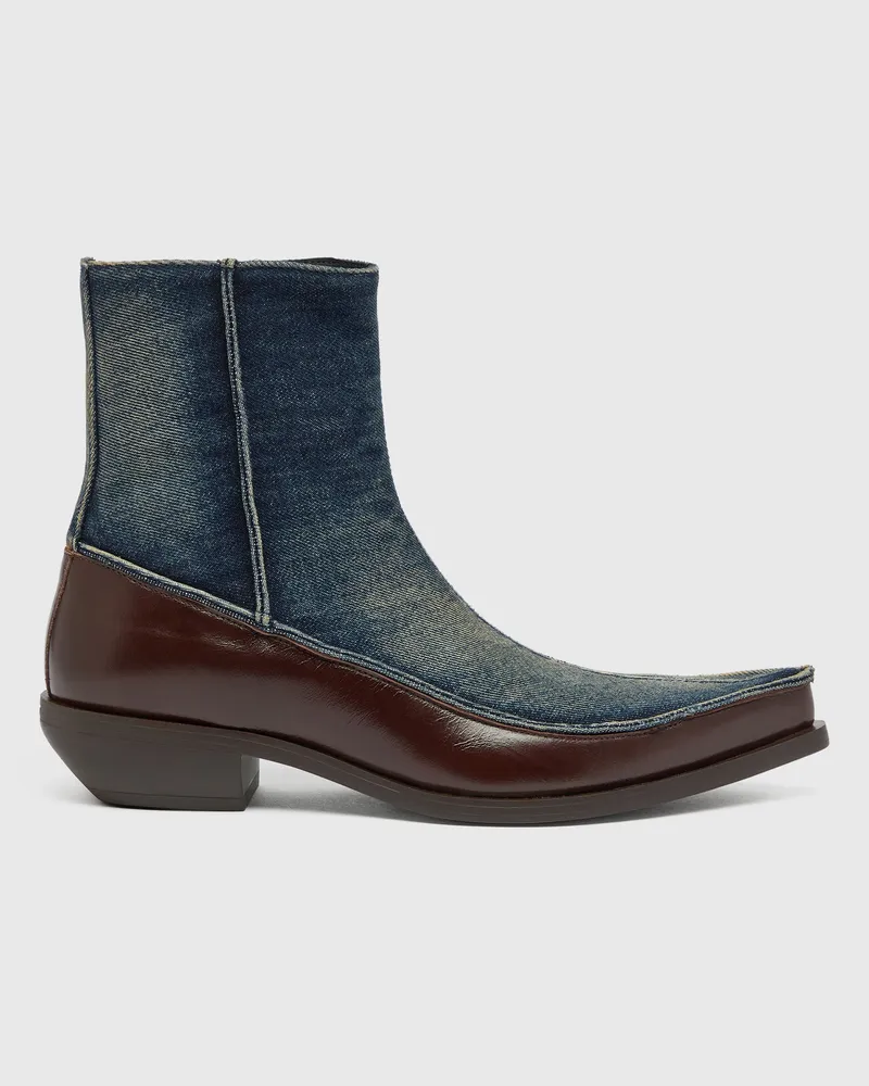 Diesel D-Frido-Westliche Stiefeletten aus Leder und Denim - Stiefel - Herren 