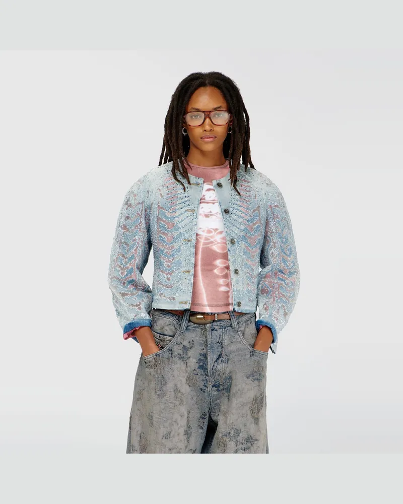 Diesel Jacke aus microstone devoré denim - Denim jacken - Damen - Blau Blau